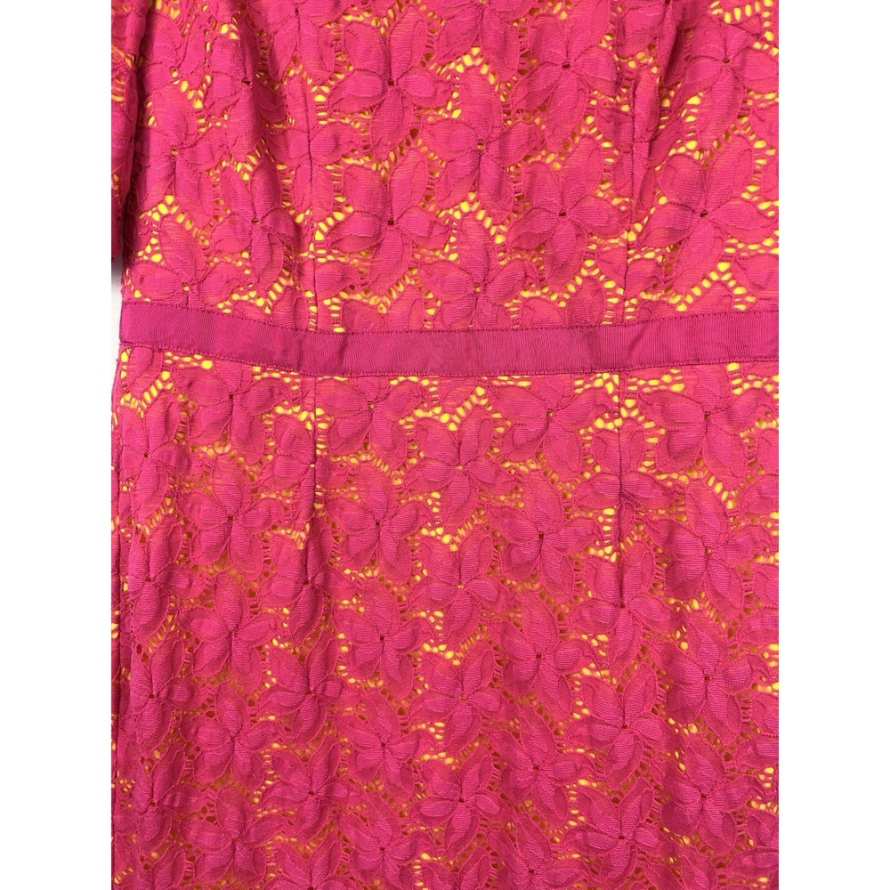 Maggy London Fuchsia Floral Lace Dress 8 Barbiecore Dopamine Decor Bright Neon‎ - Picture 2 of 9
